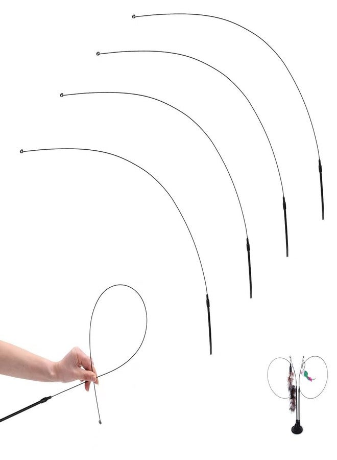 SquEqu 5 Pack Cat Wand Toy Replacement Rod 32'' Flexible Steel Wire Teaser for Cats Feather Toys Worms Bell Refills Rainbow Ribbon Attachments Kitten Interactive Catcher Charmer Exercise - Image 1